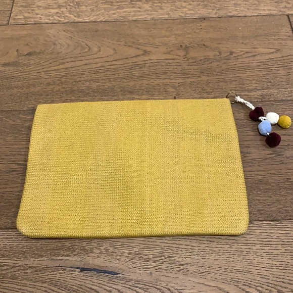 Madewell Yellow Sun Pouch Clutch with Pom Pom NWT - Picture 4 of 7